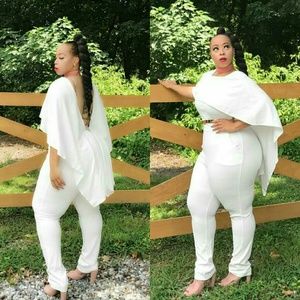 Plus size caped low back Jumpsuit