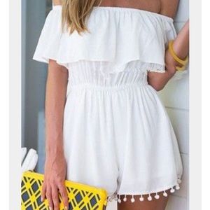 White off the shoulder romper