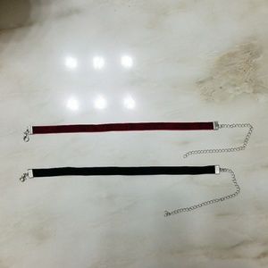 Set of two velvet chokers