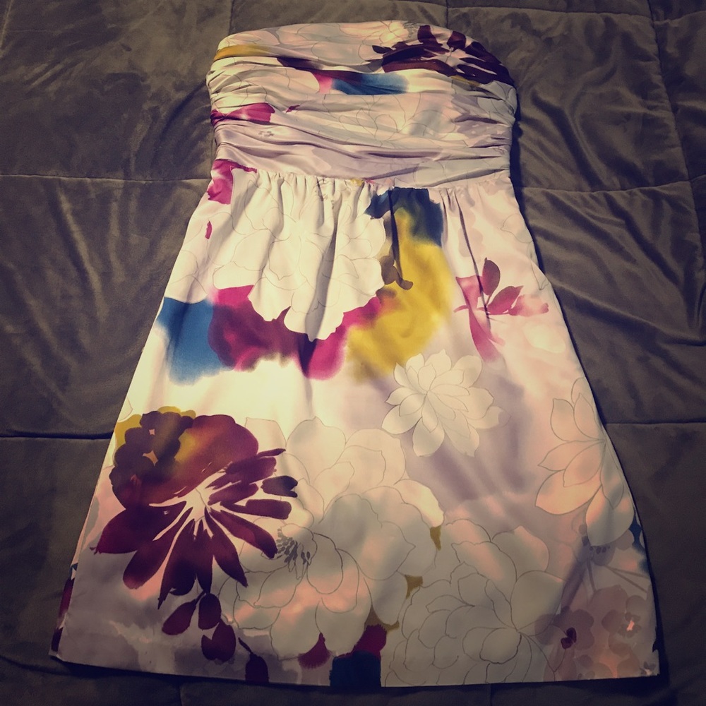 Limited strapless tropical flower dress Sz 8
