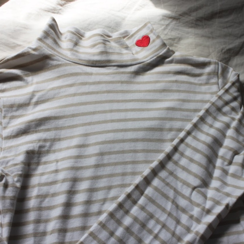 Striped Heart Mock Neck
