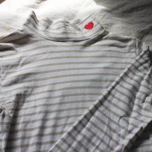 Striped Heart Mock Neck