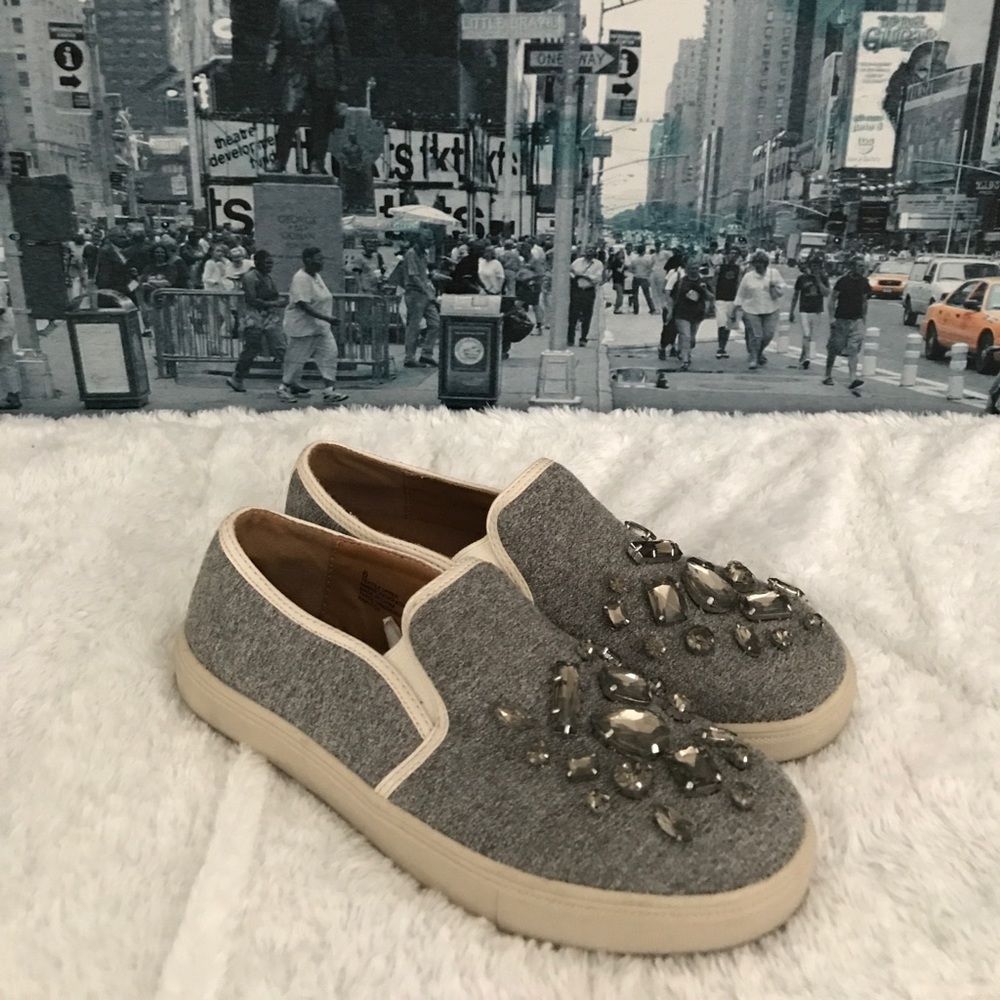 Slip on sneakers with chunky rhinestones