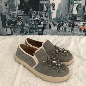 Slip on sneakers with chunky rhinestones