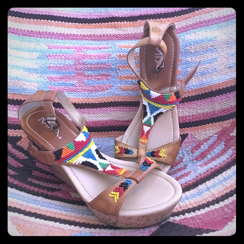 Mia beaded wedge sandals