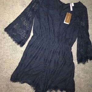 Navy blue lace romper