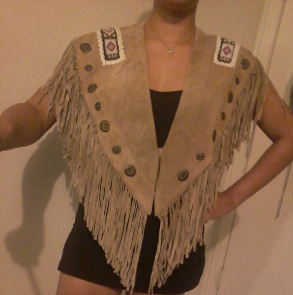 Tops - Fringed suede Cape Poncho