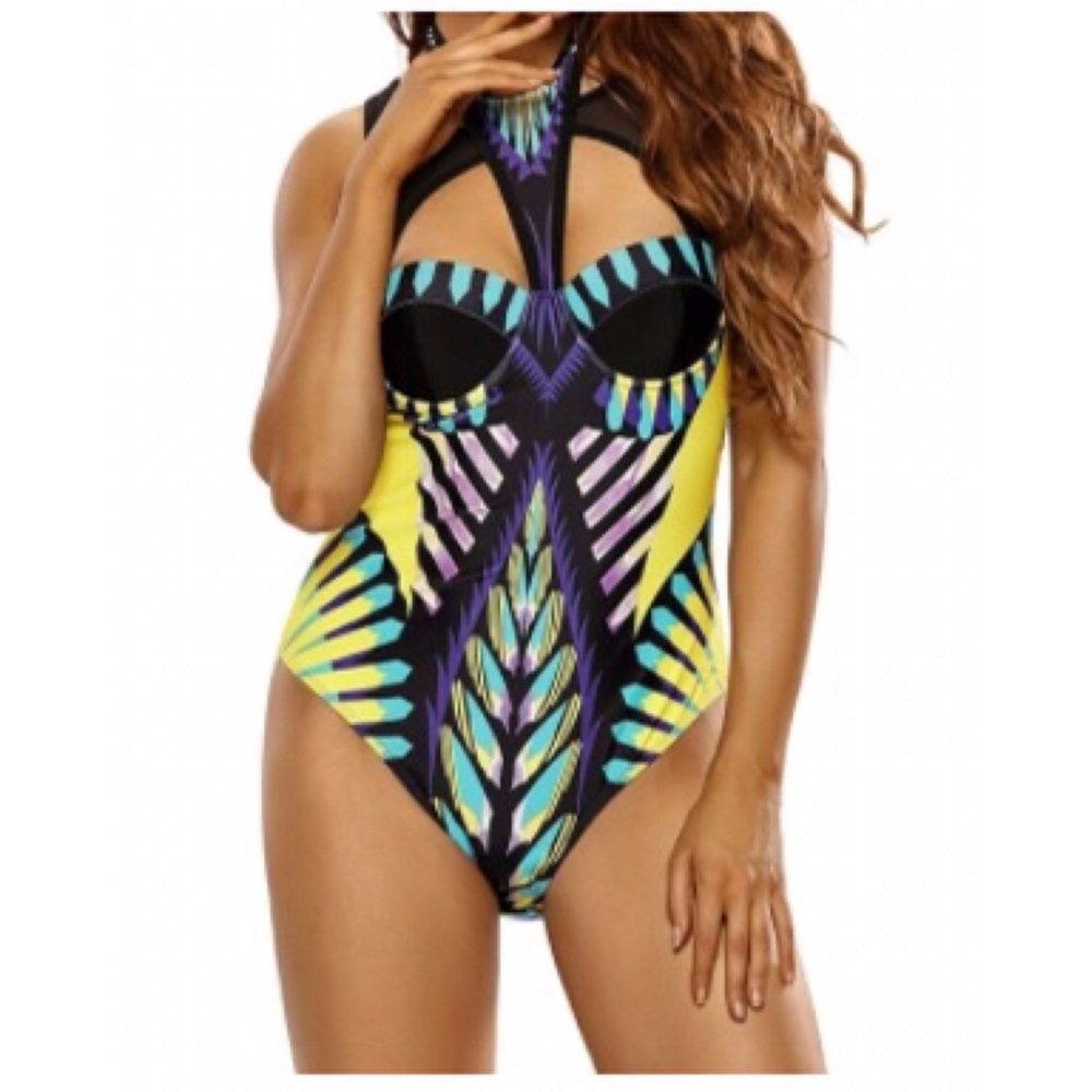 Mult-color one piece swimsuit