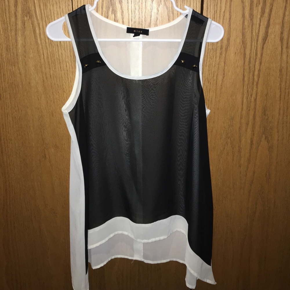 ⚠️Sheer Black & Ivory Blouse