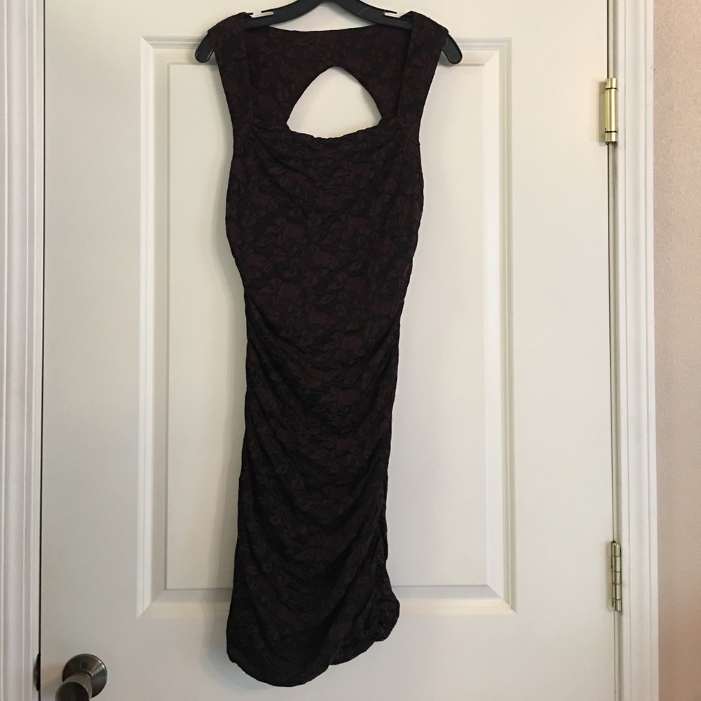 Free People Plum and Black Burnout Dress Size L