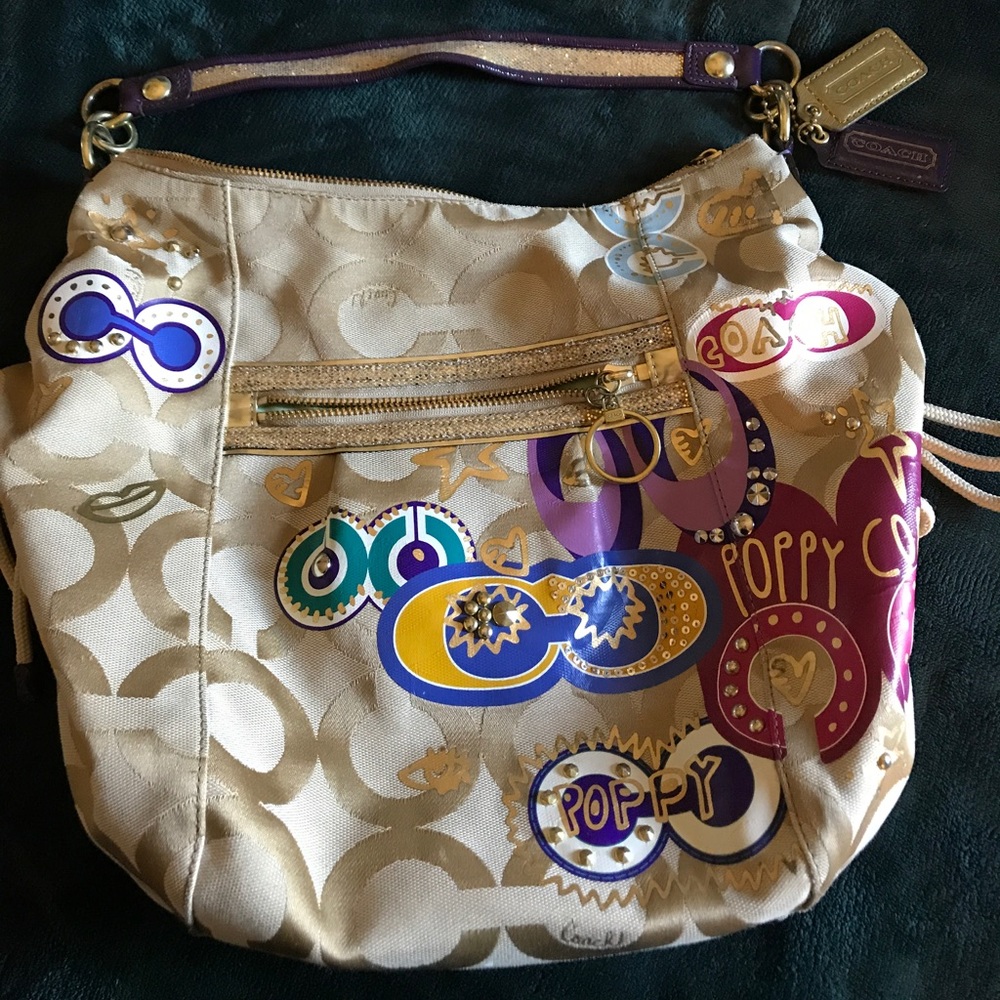 Coach poppy appliqué bag