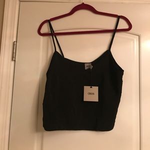 Black asos 100% polyester v neck crop top
