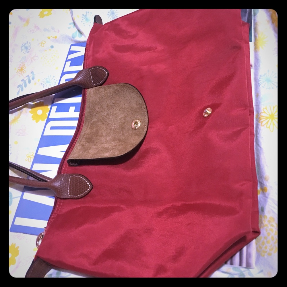 Small Red Authentic Longchamp Le Pliage handbag