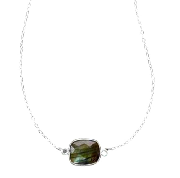 STERLING SILVER LABRADORITE NECKLACE - Picture 2 of 2