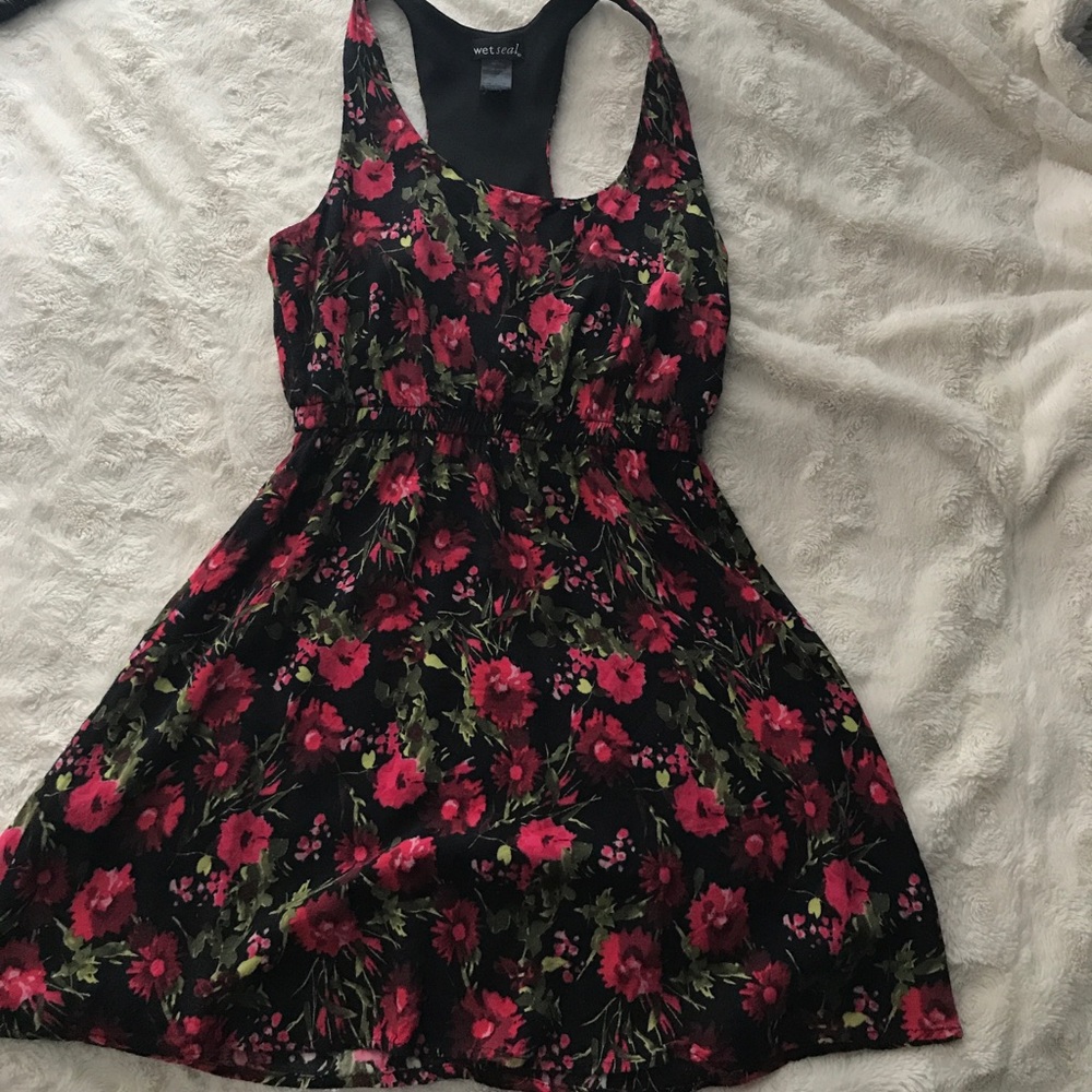 Red floral sun dress