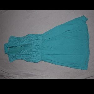 Turquoise Charlotte ruse dress.