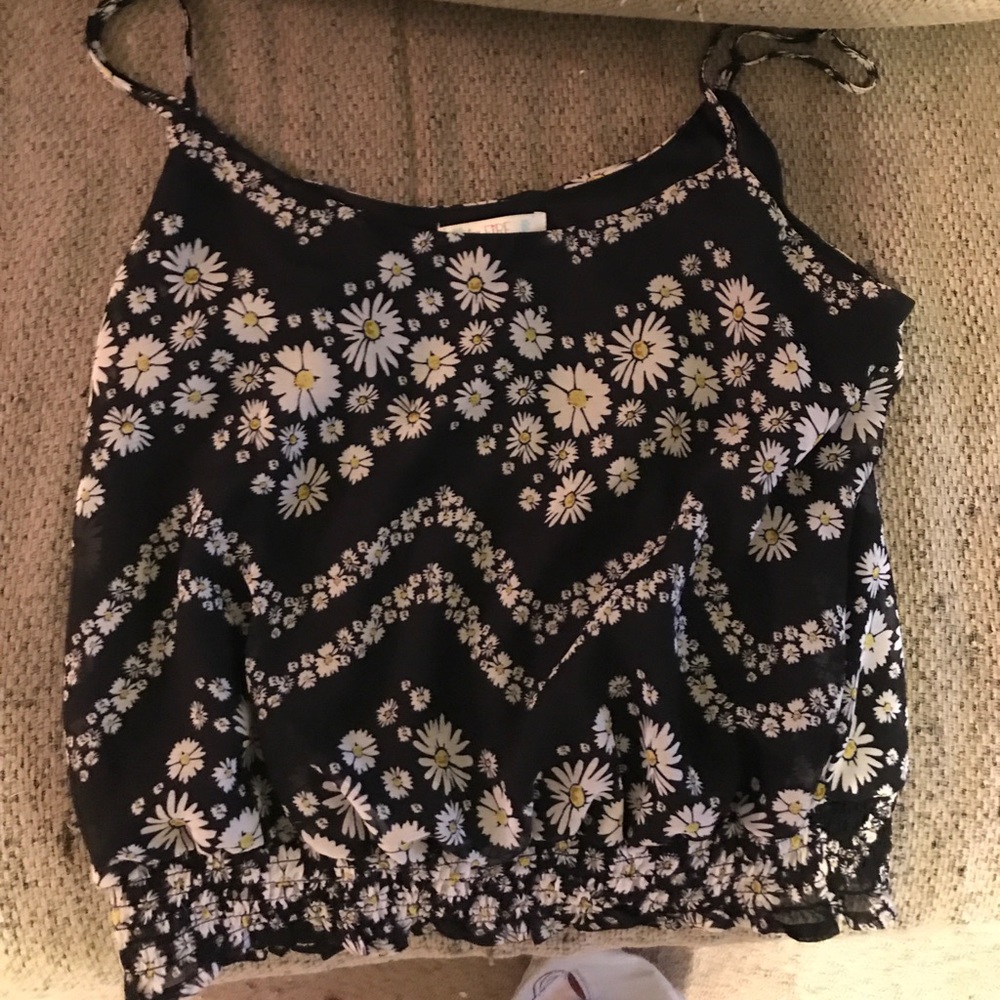 Black Flowered Tank Top