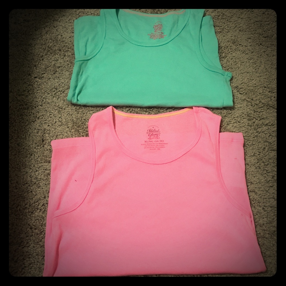 2 neon colored tank tops