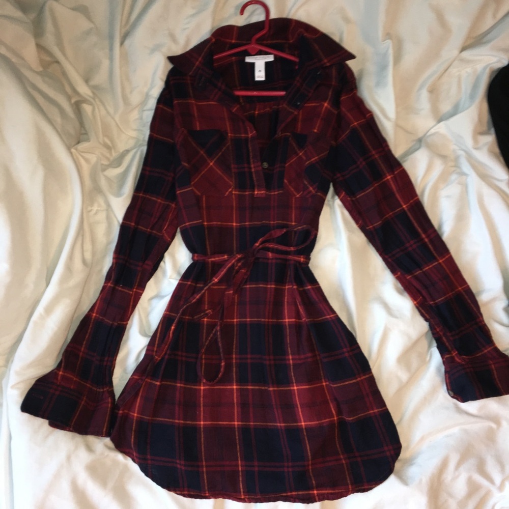 Long Sleeve Maternity Dress/Shirt XS Orange Red