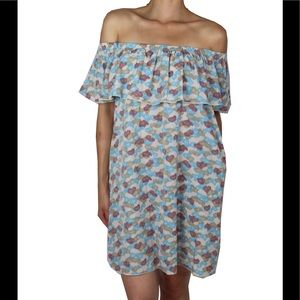 Off shoulder falbala loose dress