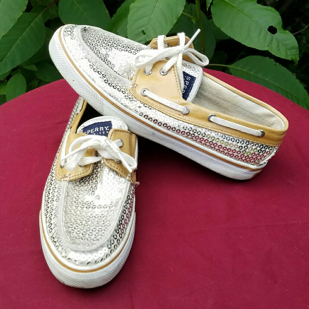 Sperry gold sequined top siders