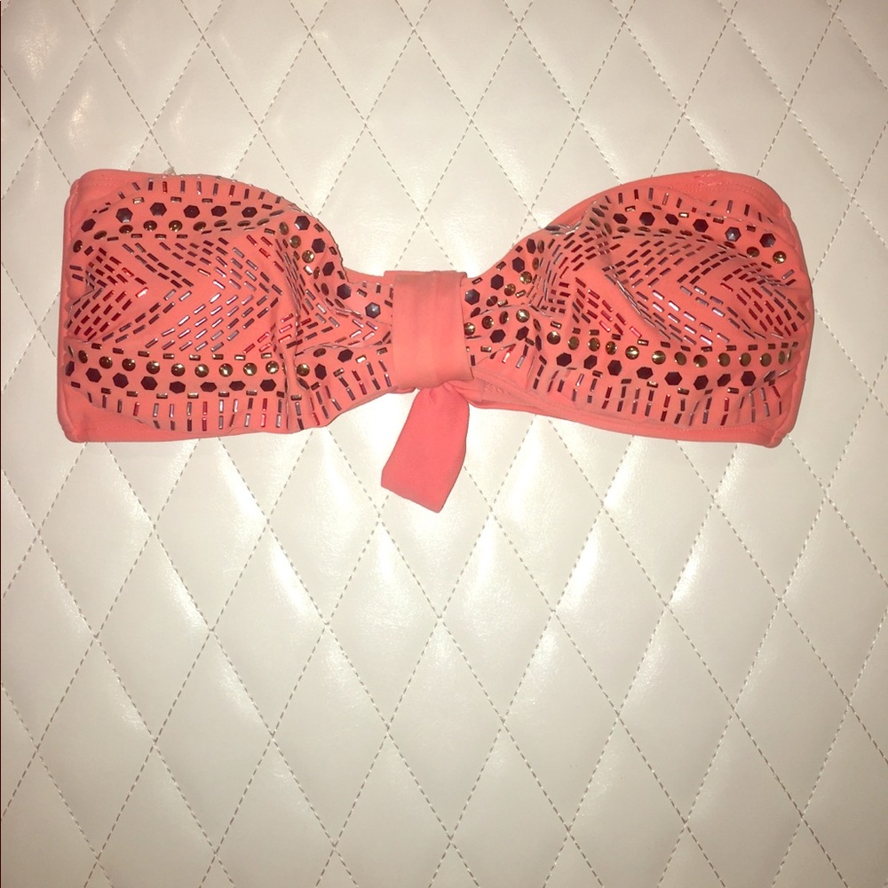 Jeweled peach bathing suit top