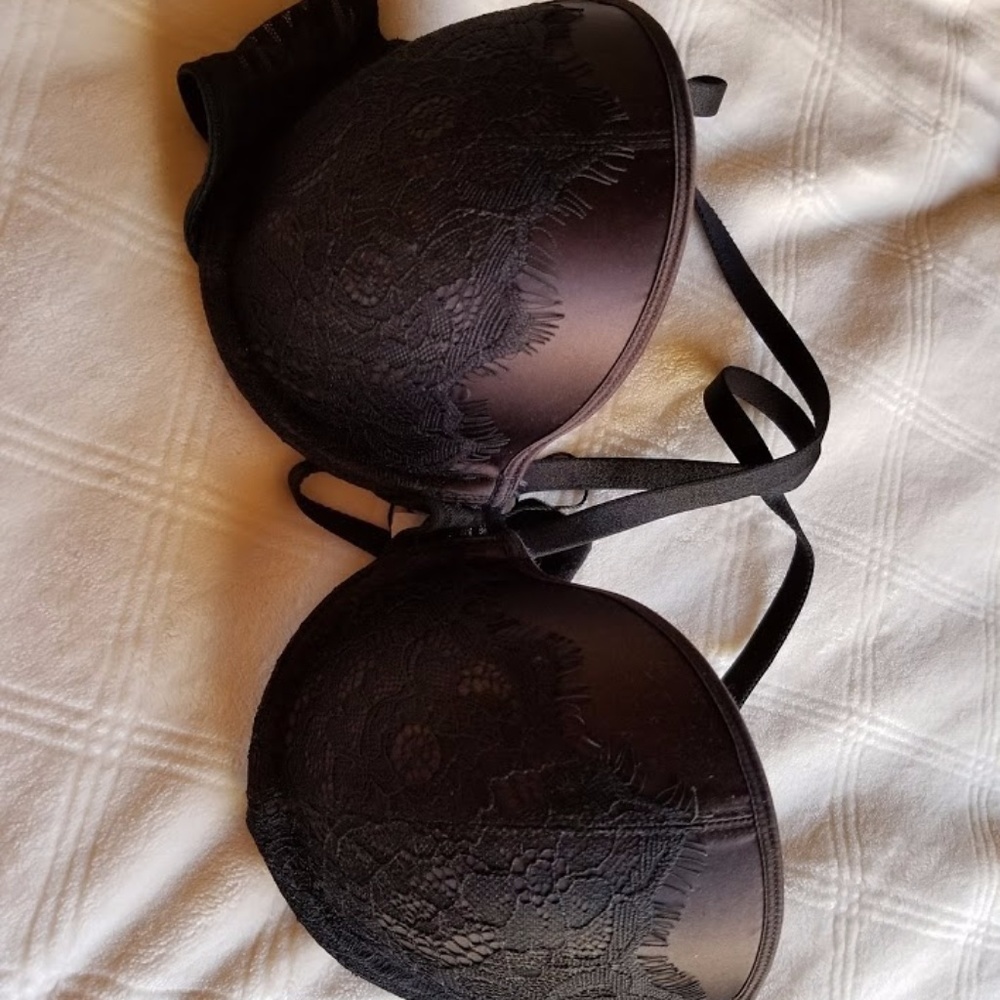 Sexy Black Lace Strap Over Push Up Bra - Picture 3 of 5