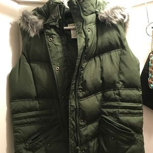 Winter vest with fur hood