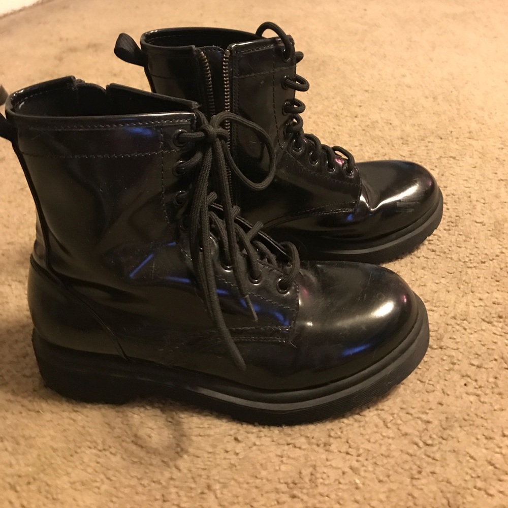 Glossy black boots