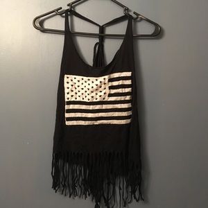 American Flag Tank Top With Fringe Bottom