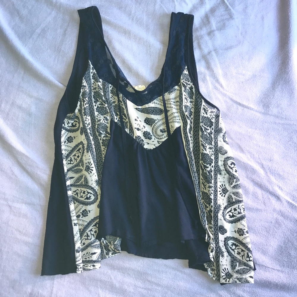 Navy blue/ floral pattern tank top size S
