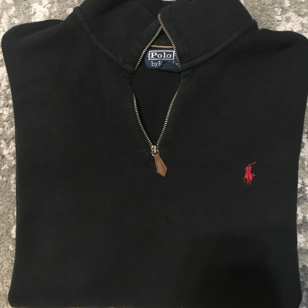 Polo Ralph Lauren French Rib Quarter Zip in Black