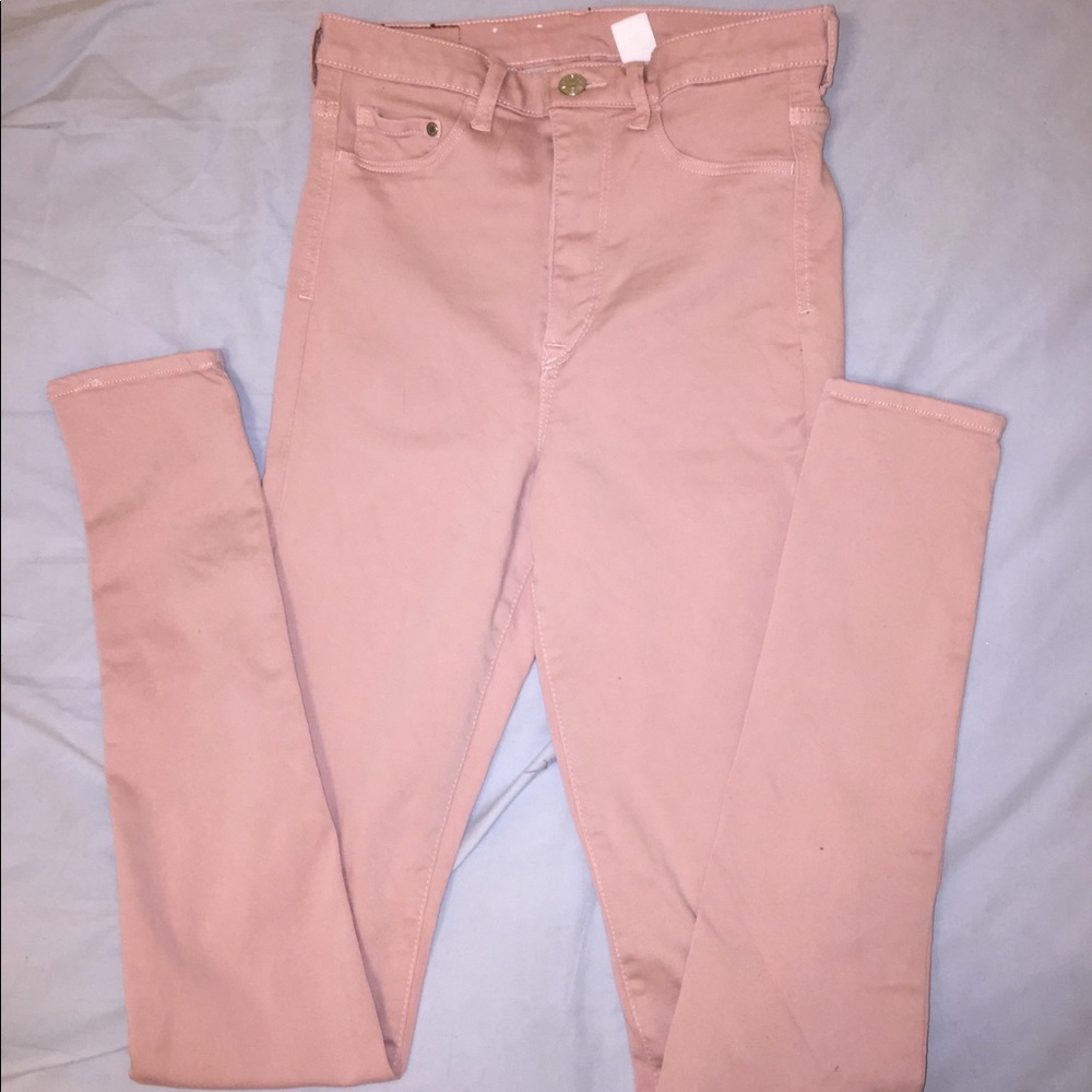 H & M Baby Pink High Waisted Skinny jeans.