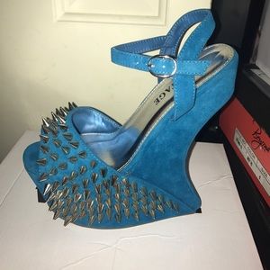 Studded teal heels