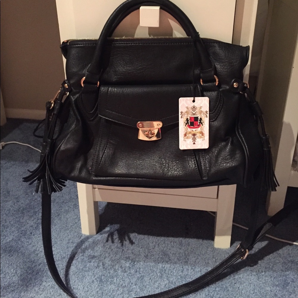 Black vegan leather bag NWT