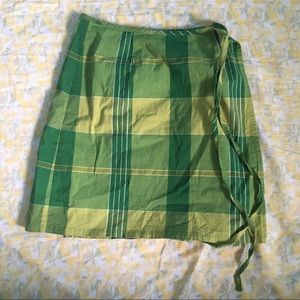 green checkered wrap tie skirt