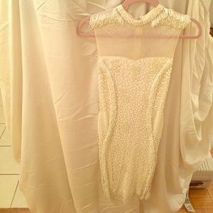 Reiss Ivory Beaded Sheath Dress