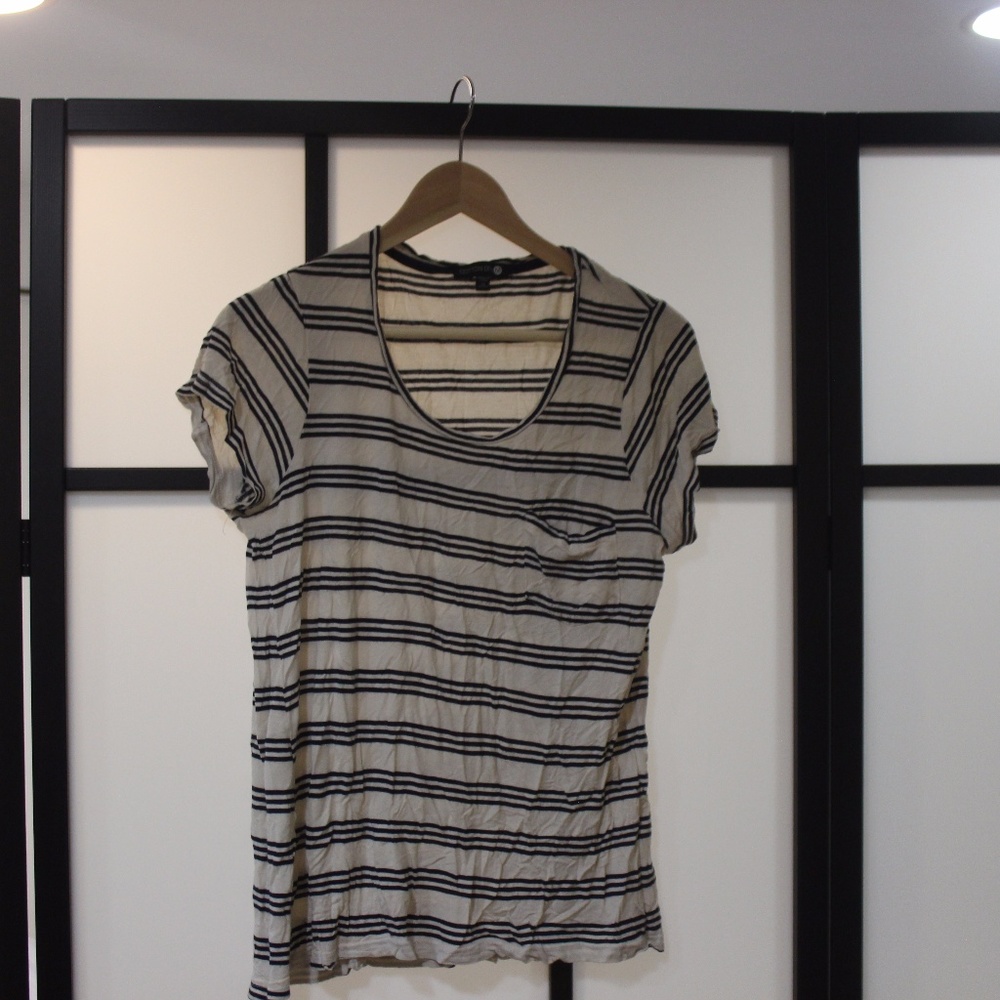 Blue and White Striped Cotton On Tee