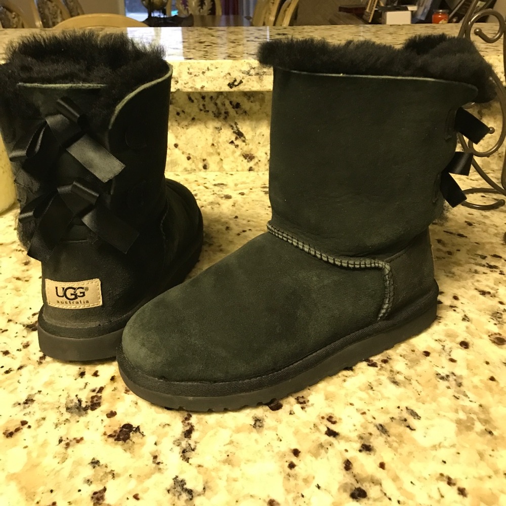 Authentic Black Uggs with Ribbons