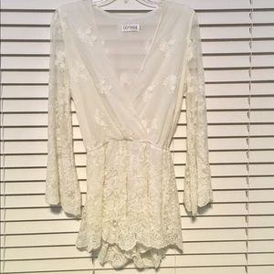 Lioness - gauzy lace romper with bell sleeves