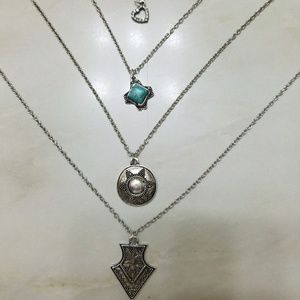 Beautiful four layer tribal necklace.
