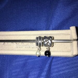 Authentic Pandora pearl dangle and onyx dangle