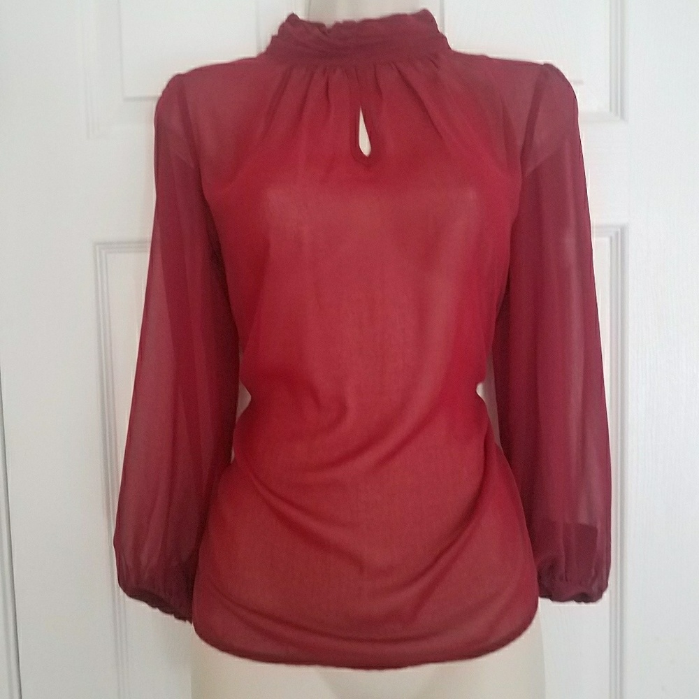 Turtle Neck Polyester Blouse