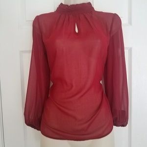 Turtle Neck Polyester Blouse