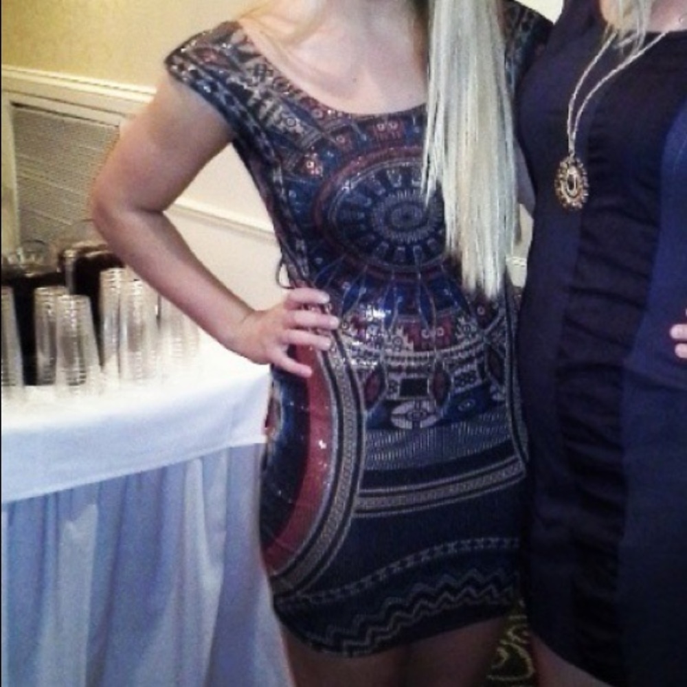 Sequin Mini Tight Dress, Size Small