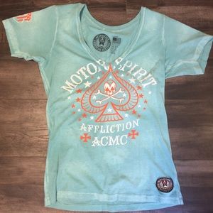 Light turquoise Affliction shirt