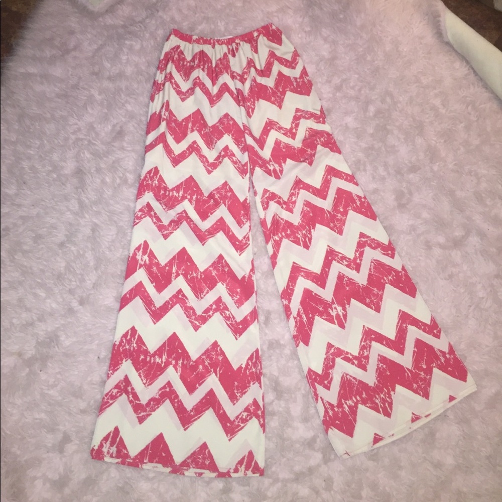 Red and cream chevron palazzo pants