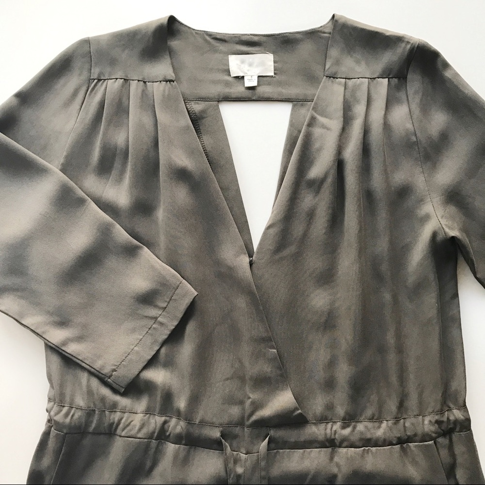 Khaki 3/4 Sleeve Culotte Jumpsuit - Picture 3 of 8