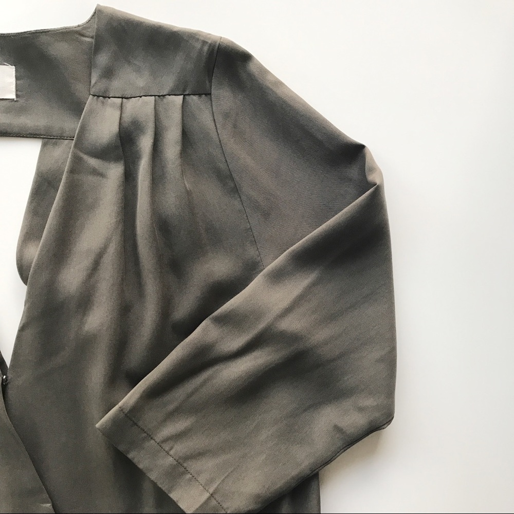 Khaki 3/4 Sleeve Culotte Jumpsuit - Picture 4 of 8