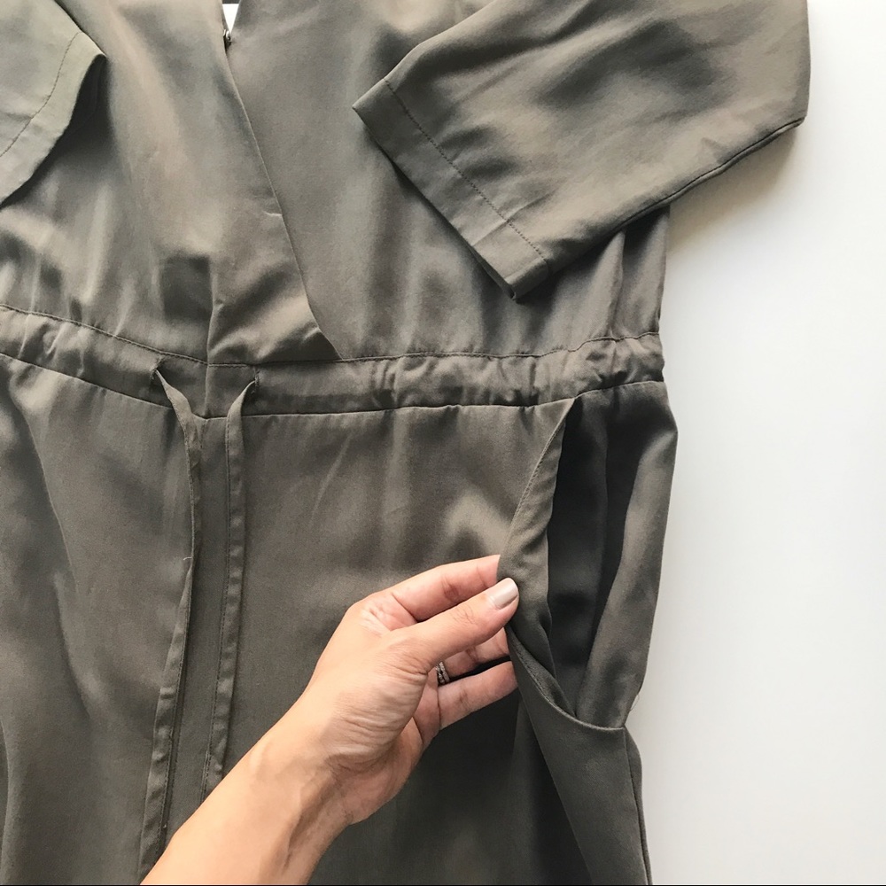 Khaki 3/4 Sleeve Culotte Jumpsuit - Picture 5 of 8